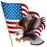 an american eagle with a flag